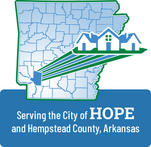 Map showing the location of Hope within the state of Arkansas